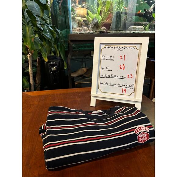 Ordinary Holiday oversized t-shirt tee long sleeved Japanese striped red blue - Picture 8 of 8